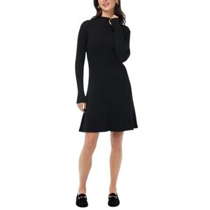 J. Crew Black Ribbed Sweater Knit Dress Size Medium
